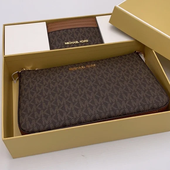 MICHAEL KORS GIFTABLE SHOULDER BAG & CARD HOLDER BOXED SET BROWN SIGNATURE COLOR - Picture 13 of 16